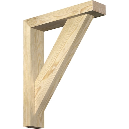 Ekena Millwork Traditional Block Rough Sawn Bracket w/ Offset Brace, Douglas Fir, 4"W x 18"D x 22"H BKT0402X18X22TRA05RDF